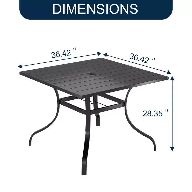 CLIHOME 5-Piece Outdoor Dining Set,With Umbrella Hole Square Table & Mesh Chairs Patio Set