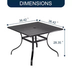 CLIHOME 5-Piece Outdoor Dining Set,With Umbrella Hole Square Table & Mesh Chairs Patio Set