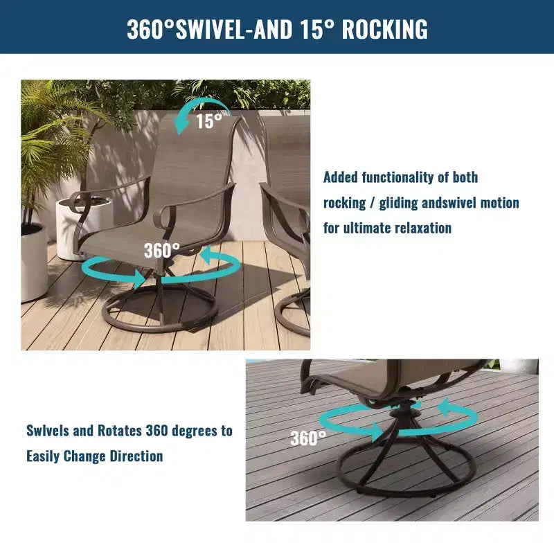 CLIHOME 7-Piece Extendable Outdoor Dining Set,With Telescopic Table And 360Swivel Chair Patio Set