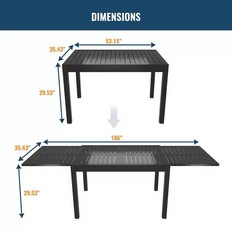 CLIHOME 7-Piece Extendable Outdoor Dining Set,With Telescopic Table And 360Swivel Chair Patio Set