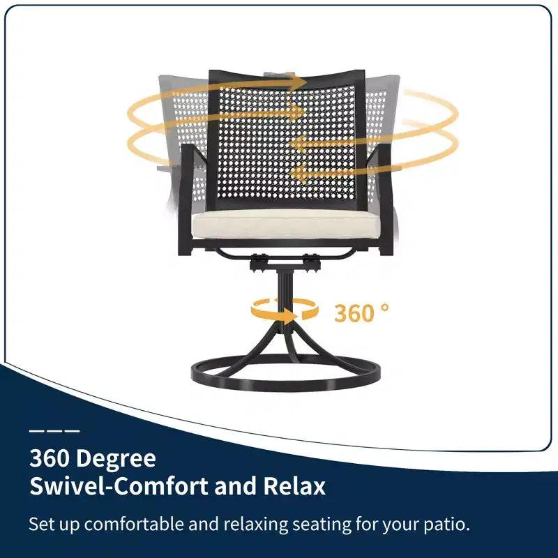 CLIHOME 8-Piece Outdoor Dining Set,Square Table With Sunshade Umbrella Hole & 360 Swivel Chairs Patio Set