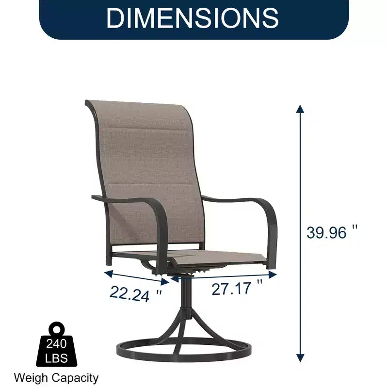 CLIHOME 8-Piece Patio Dining Set,Convertible Square Table built-in Umbrella Hole & 360 Swivel Chairs Outdoor Set