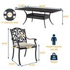 CLIHOME 9-Piece Cast Aluminum Patio Dining Set with Sofa Cushions