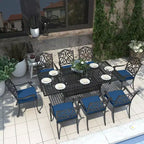 CLIHOME 9-Piece Cast Aluminum Patio Dining Set with Sofa Cushions