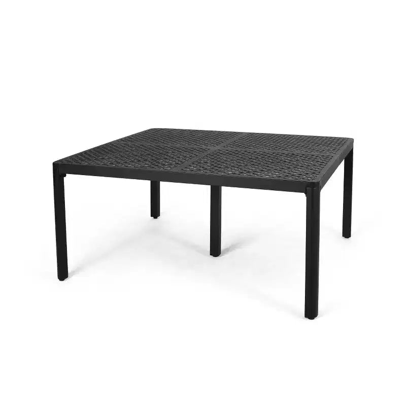 Christopher Knight Home Cayman Outdoor 9 Piece Traditional Cast Aluminum Mesh Dining Set with 61.25 Round Woven Table