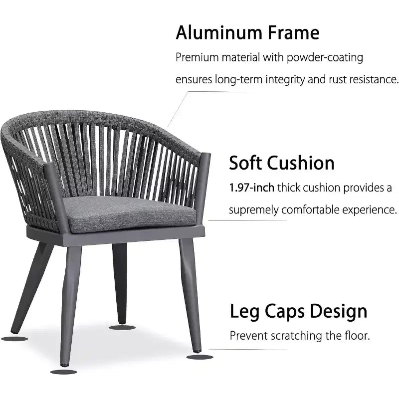 PURPLE LEAF Outdoor Dining Set with Patio Aluminium Dining Table and Wicker Rattan Chairs Modern Furniture Cushions Sets for Backyard