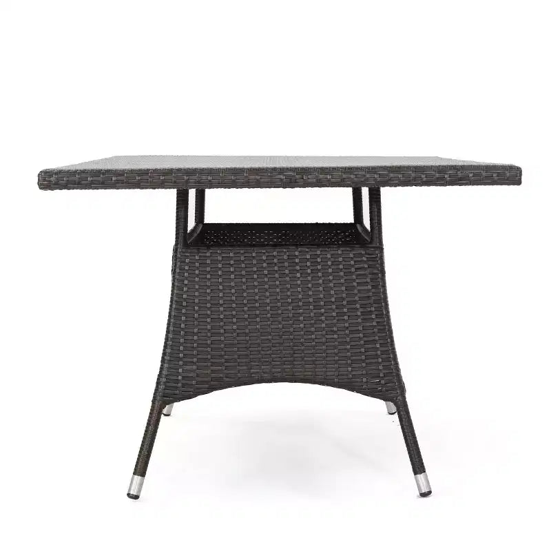 GDFStudio Toledano Outdoor Wicker and Iron 7 Piece Dining Set with Water Resistant Cushion