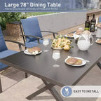 ALAULM Salon de jardin 9 pièces avec 2 chaises pivotantes et 6 chaises fixes, grande table