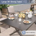 ALAULM Salon de jardin 9 pièces avec 2 chaises pivotantes et 6 chaises fixes, grande table