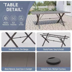 ALAULM Salon de jardin 9 pièces avec 2 chaises pivotantes et 6 chaises fixes, grande table