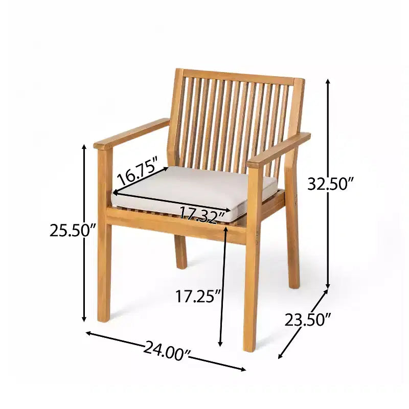 Christopher Knight Home Ahri Ensemble de salle à manger d'extérieur 7 pièces en bois d'acacia de style champêtre avec coussins