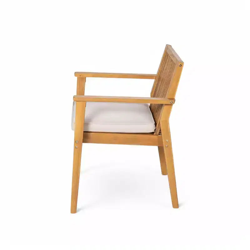 Christopher Knight Home Ahri Ensemble de salle à manger d'extérieur 7 pièces en bois d'acacia de style champêtre avec coussins