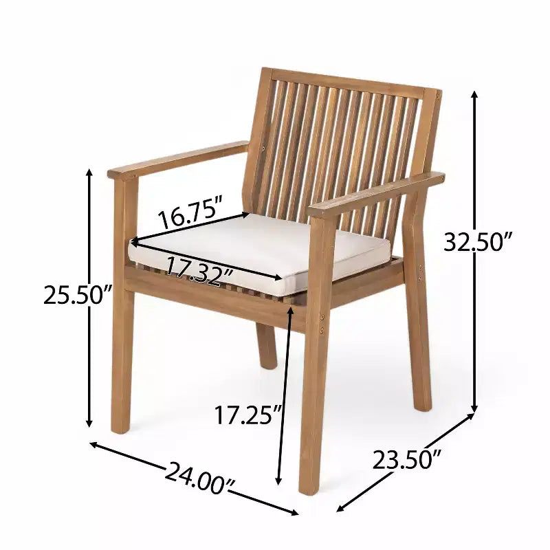 Christopher Knight Home Anivia Rustic 7 Piece Patio Acacia Wood Dining Set with Cushions