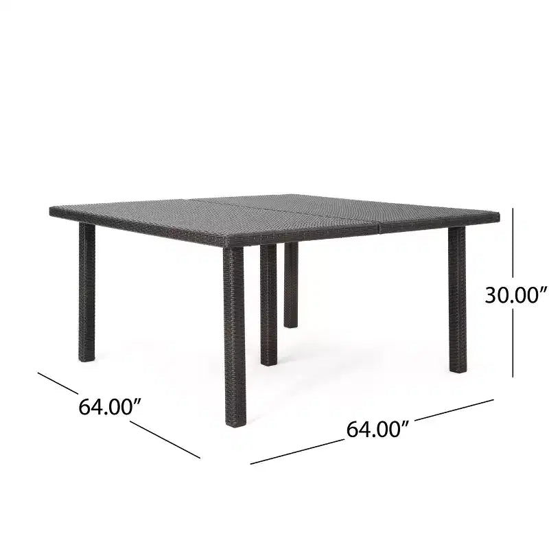 GDFStudio Hubery 9 Piece Outdoor Wicker Patio Dining Set with 64 Square Rattan Table and Cushions