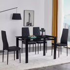 MAYEERTY 7-piece Dining Set - Rectangular Wood Table & 6 Upholstered Chairs for Family Gatherings