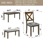 MAYEERTY 7-piece Dining Set - Rectangular Wood Table & 6 Upholstered Chairs for Family Gatherings