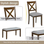 MAYEERTY 7-piece Dining Set - Rectangular Wood Table & 6 Upholstered Chairs for Family Gatherings