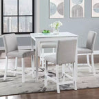 MAYEERTY 7-piece Dining Set - Rectangular Wood Table & 6 Upholstered Chairs for Family Gatherings