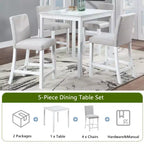 MAYEERTY 7-piece Dining Set - Rectangular Wood Table & 6 Upholstered Chairs for Family Gatherings