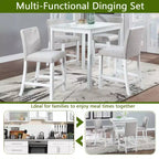 MAYEERTY 7-piece Dining Set - Rectangular Wood Table & 6 Upholstered Chairs for Family Gatherings
