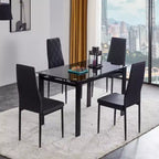 MAYEERTY 7-piece Dining Set - Rectangular Wood Table & 6 Upholstered Chairs for Family Gatherings