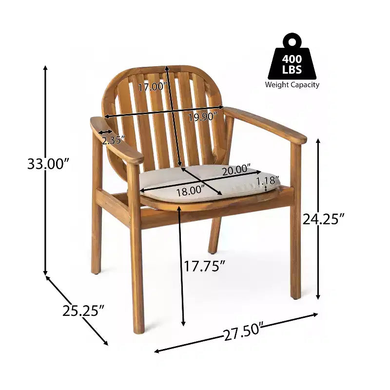 Ensemble de salle à manger d'extérieur rustique en bois d'acacia 7 pièces Christopher Knight Home Kennen avec coussins