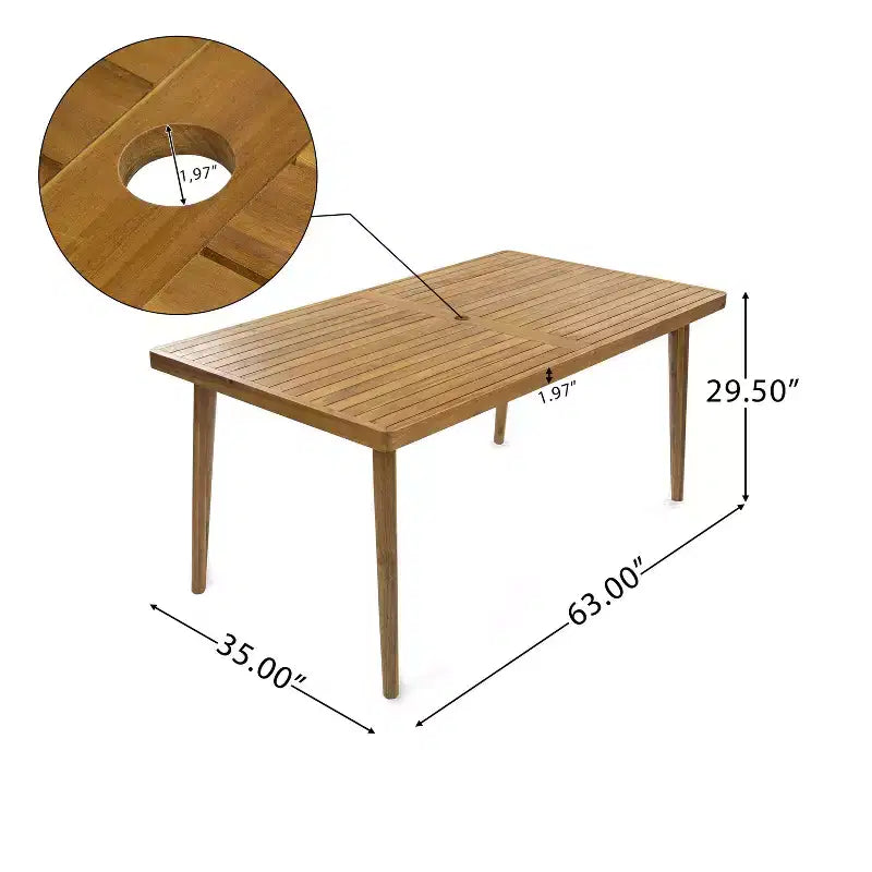 Ensemble de salle à manger d'extérieur rustique en bois d'acacia 7 pièces Christopher Knight Home Kennen avec coussins
