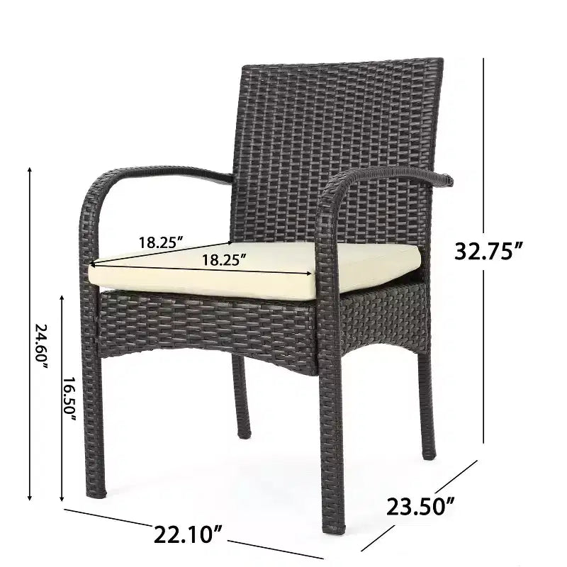 Christopher Knight Home Caraga Outdoor Acacia Wood and Wicker 7 Piece Dining Set with Cushion