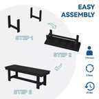 Hyleory Recycled HDPE 4pc Patio Dining Set - Rectangular Table & Umbrella Hole,Patio Dining Bench,2 Patio Armchairs