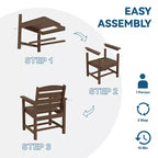 Hyleory Recycled HDPE 4pc Patio Dining Set - Rectangular Table & Umbrella Hole,Patio Dining Bench,2 Patio Armchairs