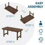 Hyleory Recycled HDPE 4pc Patio Dining Set - Rectangular Table & Umbrella Hole,Patio Dining Bench,2 Patio Armchairs