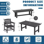 Hyleory Recycled HDPE 4pc Patio Dining Set - Rectangular Table & Umbrella Hole,Patio Dining Bench,2 Patio Armchairs