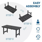 Hyleory Recycled HDPE 4pc Patio Dining Set - Rectangular Table & Umbrella Hole,Patio Dining Bench,2 Patio Armchairs