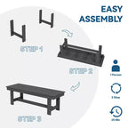Hyleory Recycled HDPE 4pc Patio Dining Set - Rectangular Table & Umbrella Hole,Patio Dining Bench,2 Patio Armchairs