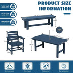 Hyleory Recycled HDPE 4pc Patio Dining Set - Rectangular Table & Umbrella Hole,Patio Dining Bench,2 Patio Armchairs