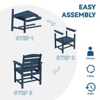 Hyleory Recycled HDPE 4pc Patio Dining Set - Rectangular Table & Umbrella Hole,Patio Dining Bench,2 Patio Armchairs
