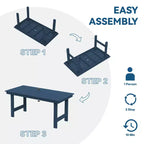 Hyleory Recycled HDPE 4pc Patio Dining Set - Rectangular Table & Umbrella Hole,Patio Dining Bench,2 Patio Armchairs
