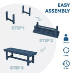 Hyleory Recycled HDPE 4pc Patio Dining Set - Rectangular Table & Umbrella Hole,Patio Dining Bench,2 Patio Armchairs