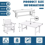 Hyleory Recycled HDPE 4pc Patio Dining Set - Rectangular Table & Umbrella Hole,Patio Dining Bench,2 Patio Armchairs