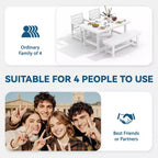 Hyleory Recycled HDPE 4pc Patio Dining Set - Rectangular Table & Umbrella Hole,Patio Dining Bench,2 Patio Armchairs