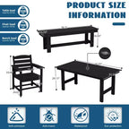 Hyleory Recycled HDPE 4pc Patio Dining Set - Rectangular Table & Umbrella Hole,Patio Dining Bench,2 Patio Armchairs