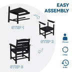 Hyleory Recycled HDPE 4pc Patio Dining Set - Rectangular Table & Umbrella Hole,Patio Dining Bench,2 Patio Armchairs