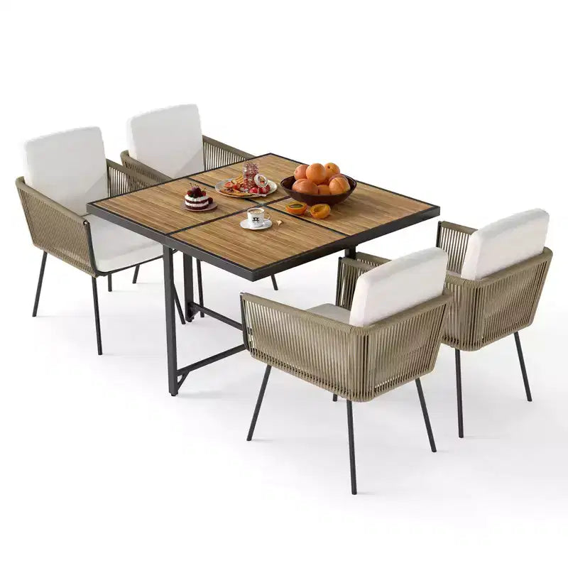 Costway 5 Pieces Patio Dining Set Outdoor Rectangular Table and Chairs Furniture Set