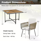 Costway 5 Pieces Patio Dining Set Outdoor Rectangular Table and Chairs Furniture Set