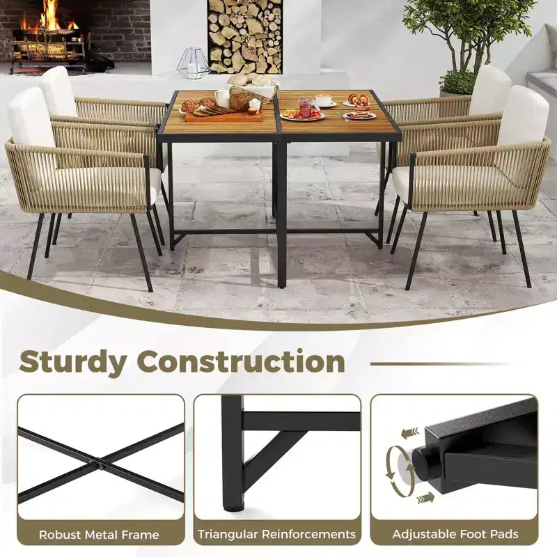 Costway 5 Pieces Patio Dining Set Outdoor Rectangular Table and Chairs Furniture Set