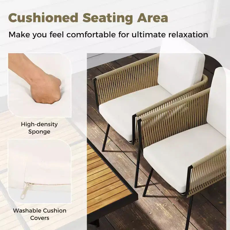 Costway 5 Pieces Patio Dining Set Outdoor Rectangular Table and Chairs Furniture Set