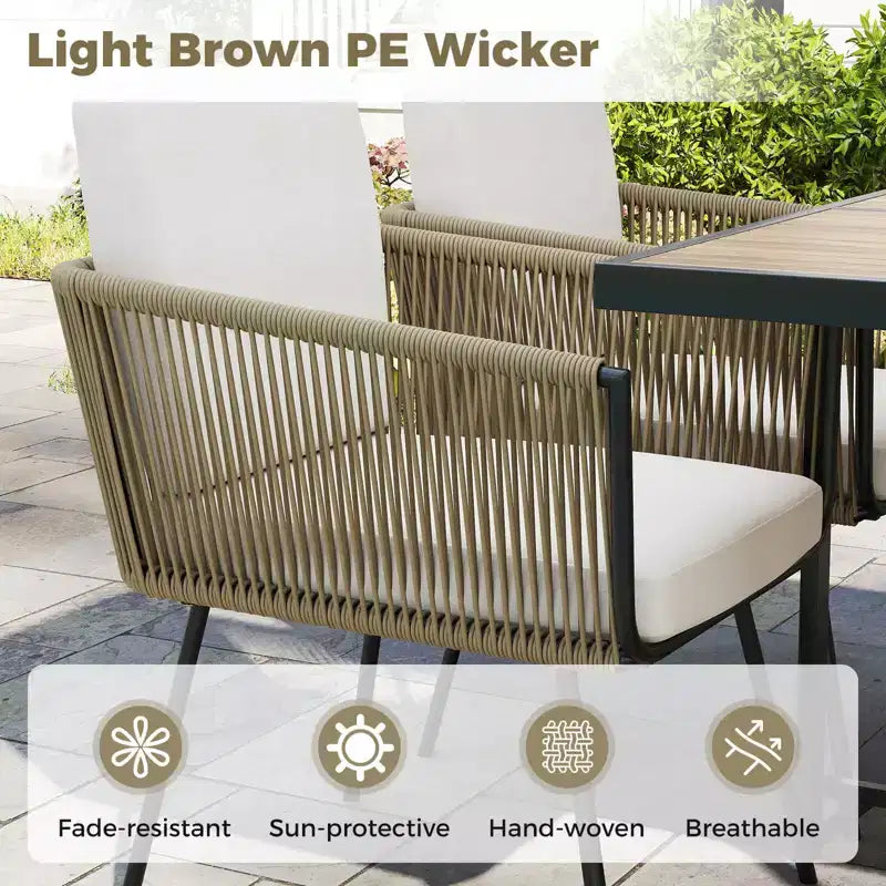 Costway 5 Pieces Patio Dining Set Outdoor Rectangular Table and Chairs Furniture Set