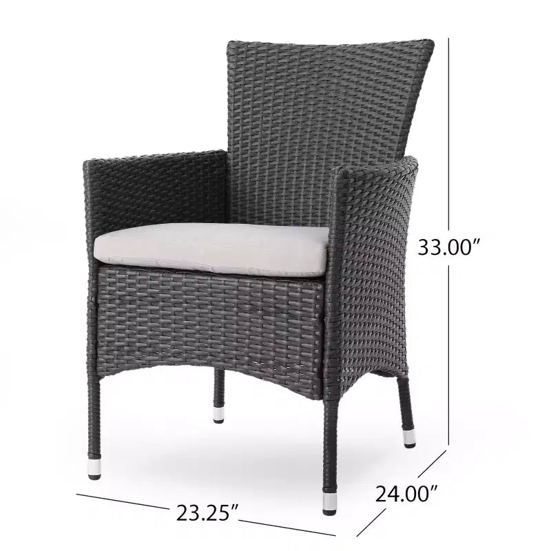 Christopher Knight Home Moralis Outdoor Acacia Wood and Wicker 7 Piece Dining Set with Cushion