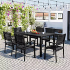 CLIHOME 7 Pieces Steel Outdoor Table and Chair Set, Patio Dining Sets for Patio, Balcony, Backyard