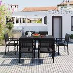 CLIHOME 7 Pieces Steel Outdoor Table and Chair Set, Patio Dining Sets for Patio, Balcony, Backyard